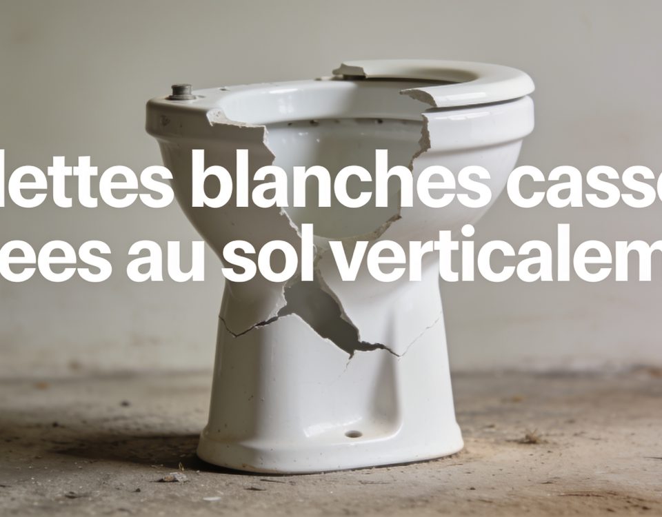 Toilettes blanches cassees posees au sol verticalement